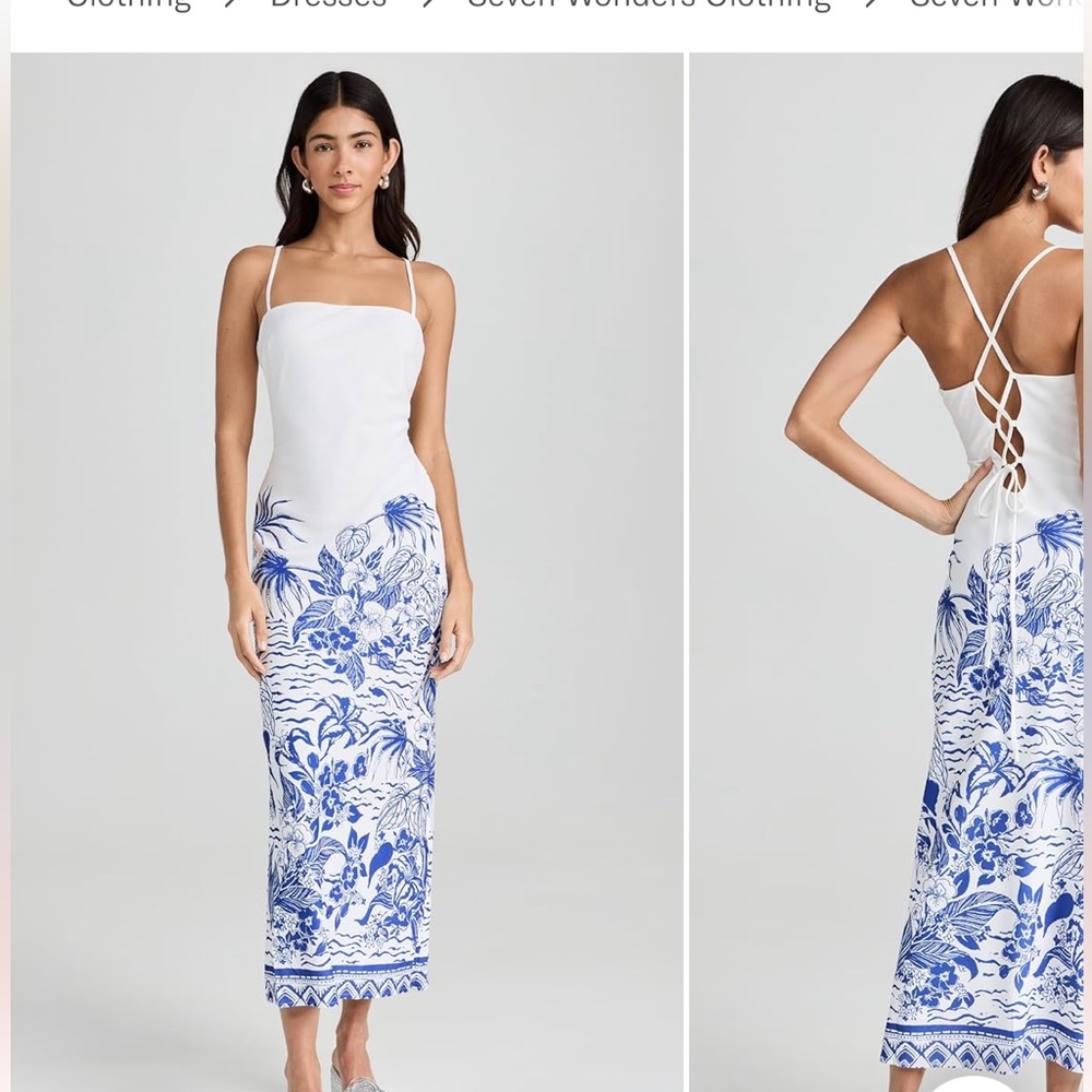 Brand new with tags! SEVEN WONDERS Valencia Midi Dress Blue White
